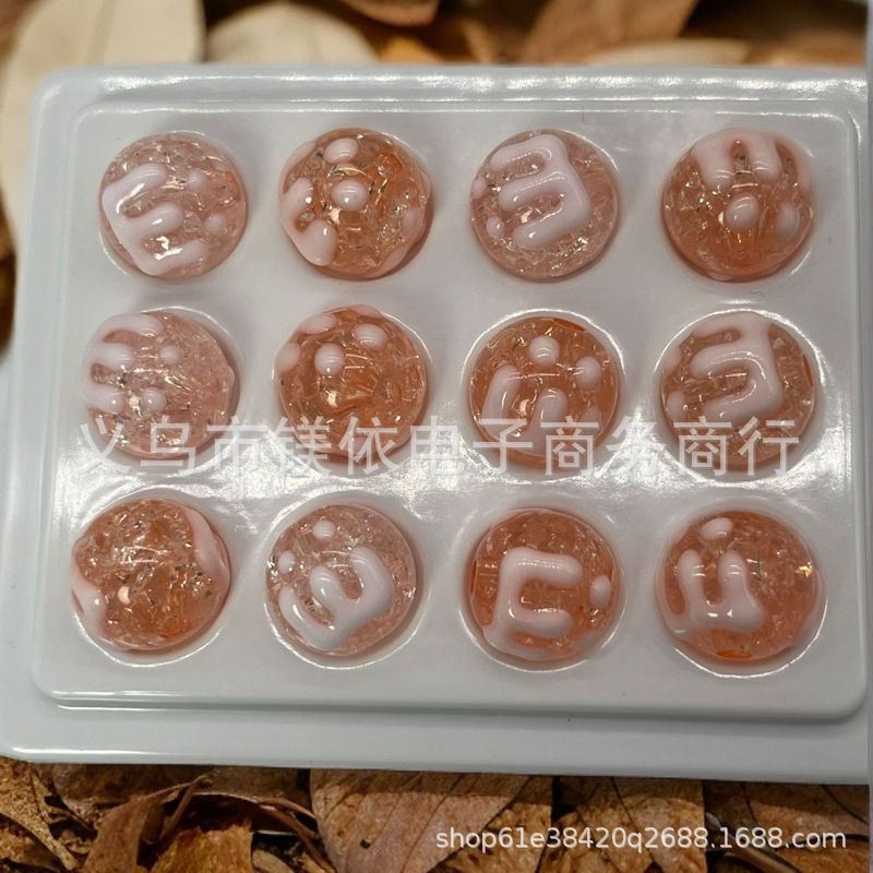 Acrílico goteo de aceite pintado esferas grietas pintadas a mano esferas hechas a mano diy accesorios de joyería de cadena de teléfonos móviles esferas sueltas