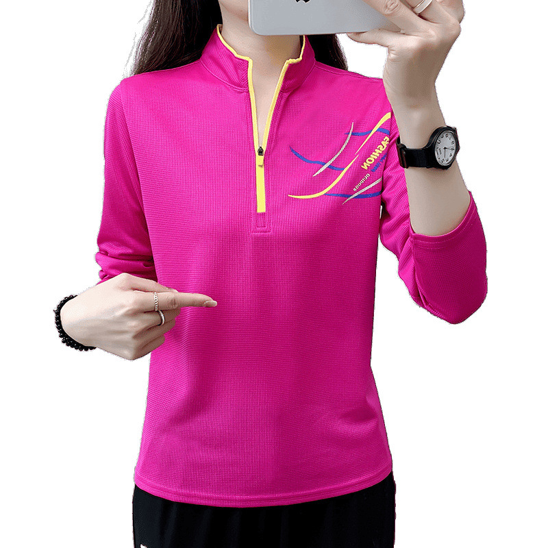 Camiseta de secado rápido al aire libre de mujeres deportivas correr acampando cuello de manga larga T transpirable de verano hombre de manga corta prendas de secado rápido comercio exterior