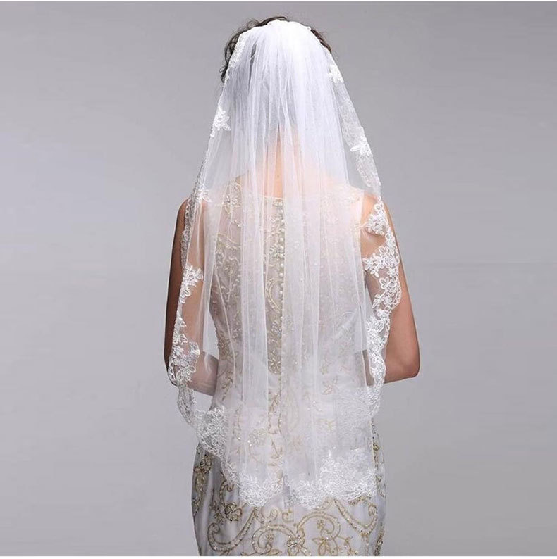 European and American bridal veil 90CM single-layer carbone veil wedding dress accessories with comb lace wedding dress wholesale
