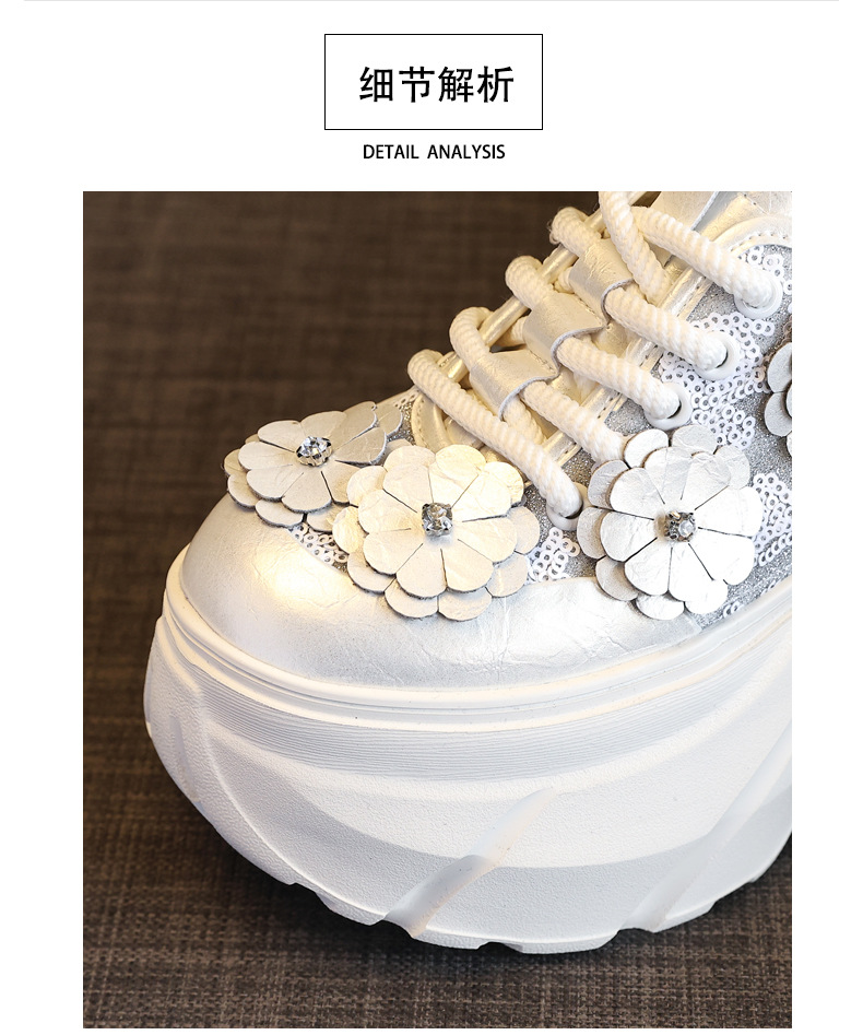 Giày sneaker nữ chunky đế dày tăng chiều cao, lưới thoáng khí — Màu trắng chi tiết 9