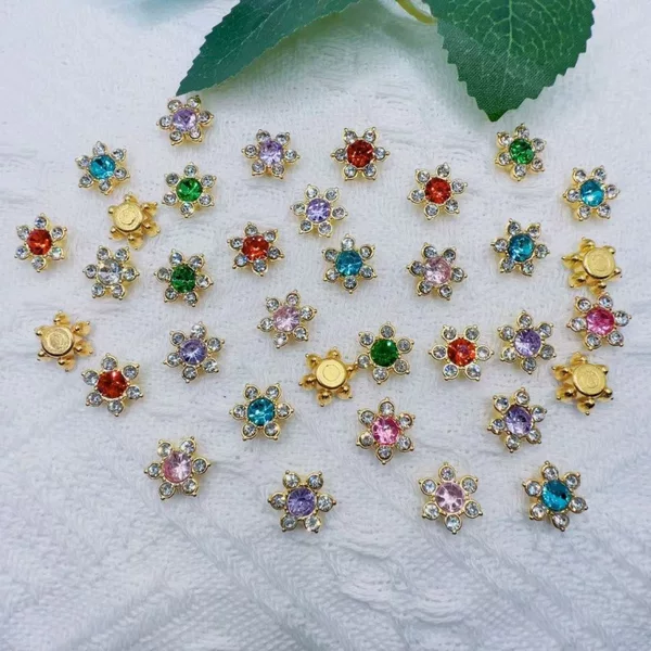 Adhesive 12mm Small Round Rhinestone Disc Snowflake Gold-Plated Sparkling Diamond DIY Materials Hair Accessories Handmade Jewelry Accessories Small Rhinestones