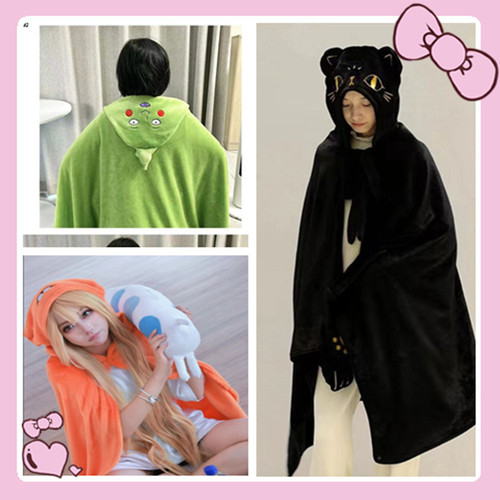 Summer lunch break blanket Hanton ugly fish big-head fish anime cape flannel small buried cape Hatsune future air-conditioning blanket