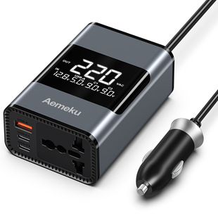 New cross-border hot 200W large screen digital display 12V24V to 220V vehicle inverter multi-function power station Aemeku