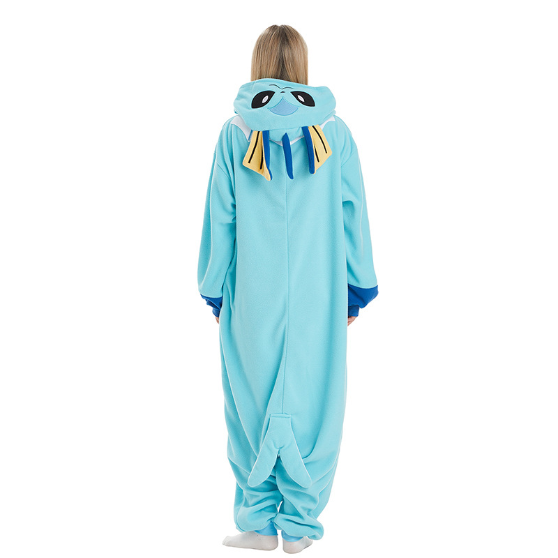 Vaporeon Kigurumi Onesie Pyjama Eevee Cosplay Kostüm Schlafanzug Halloween Weihnachten Anime Erwachsenen Warme Hauskleidung Outfit – Detail 6
