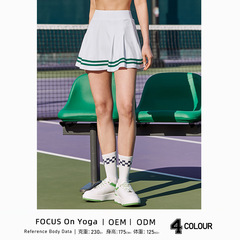 Outdoor Sports High-Waisted Tummy Control Belt Pockets Workout Skirt Anti-Slip Elastic Quick Dry Golf Pleated Tennis Skirt