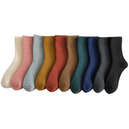 Socks for Girls Mid-Calf Socks Autumn and Winter Cotton Socks Ins Trendy Black Men's Winter Thick and Fleece Warm Ribbed Socks Ins Style