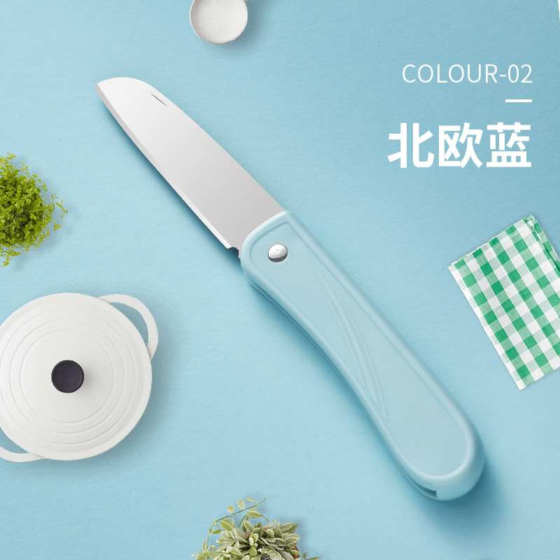 Cuchillo de frutas plegable creativo portátil de melón y frutas para cocina cuchillo de peeling multifuncional dos en uno artefacto mágico