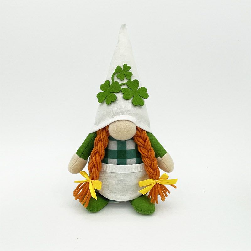 Nuevo transfronterizo irlandés Día de San Patricio de hoja verde decoraciones del Festival de la muñeca sin rostro adornos esencia del piso del trébol