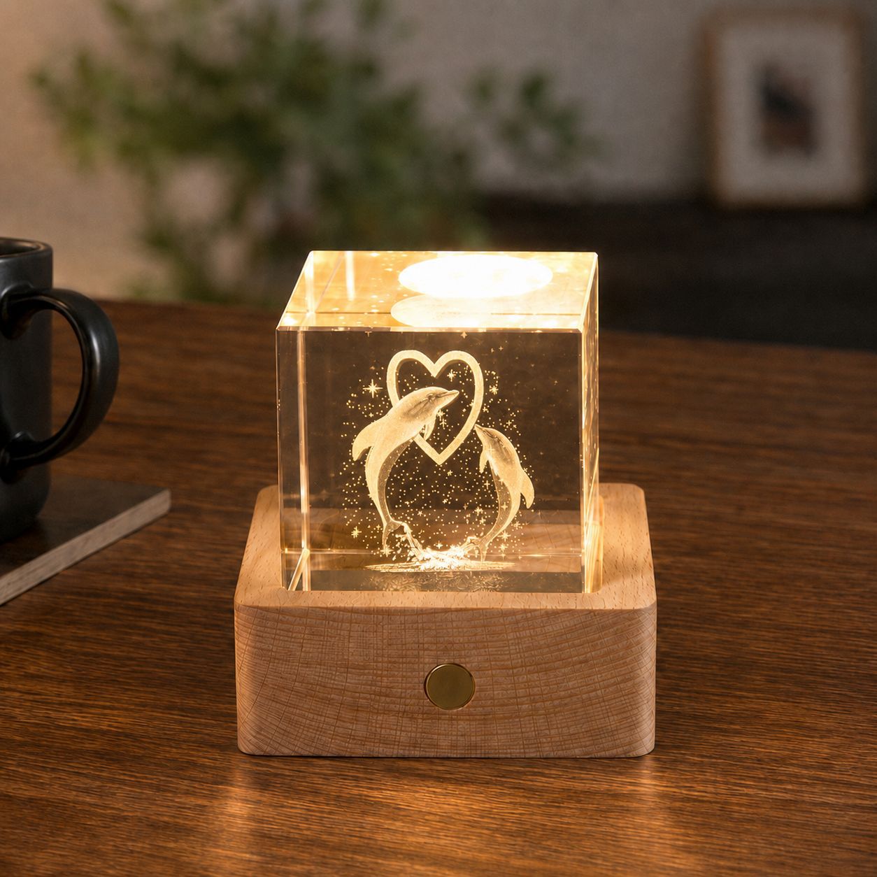 Lámpara de Noche de Cristal con Forma de Nube, Cubo Pequeño de Cristal, Adorno Creativo para Escritorio, Lámpara de Noche, Árbol de Cristal, Regalo para Niña, Transfronterizo