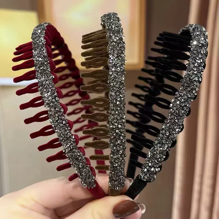 新款带齿发箍植绒网红碎发刘海防湿时尚发箍洗脸头饰波浪头箍发饰