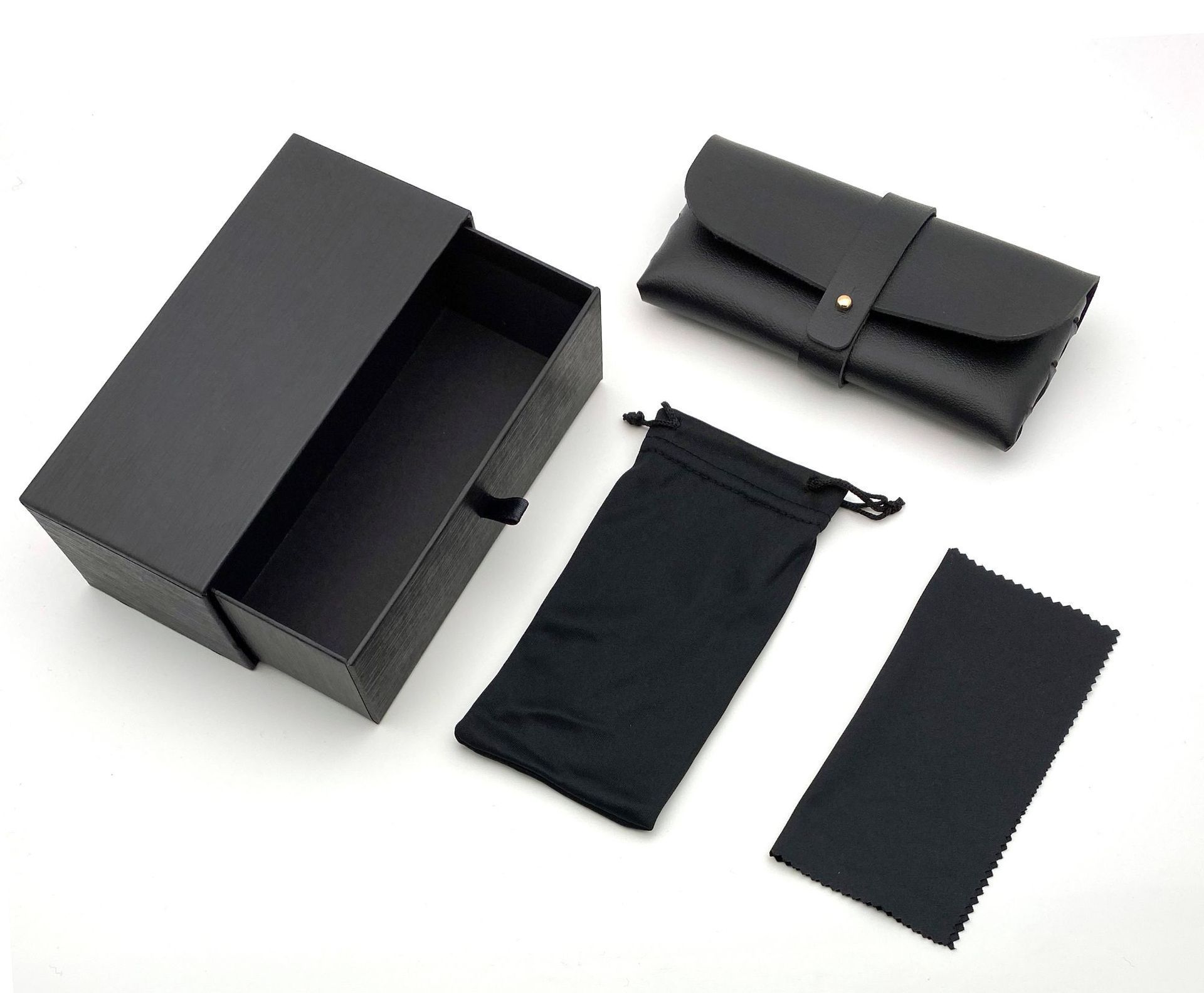 New leather glasses packaging box, small gift, cardboard mirror box, lens cleaning cloth bag, multi-piece set optional, manufacturer can mix batches