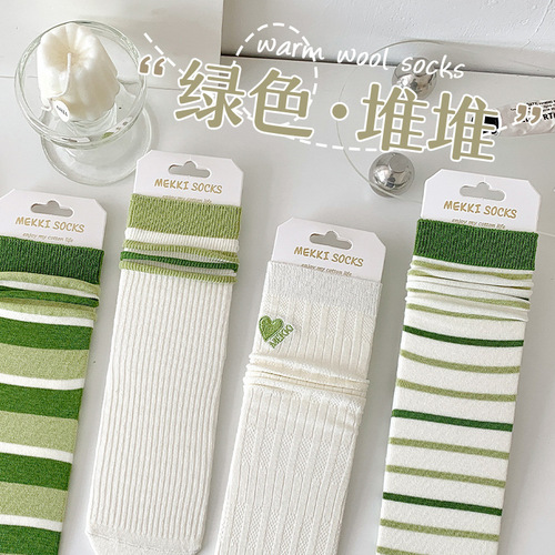 Zhuji Socks Women's Summer Thin Cotton Socks Straight Medium Long Tube Versatile Japanese Cute Girls' Pile Socks Spring and Autumn Style