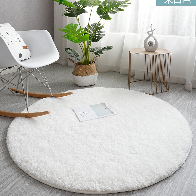 Nordic ins white round carpet chair floor mat solid color blanket bedroom girl room bedside blanket plush