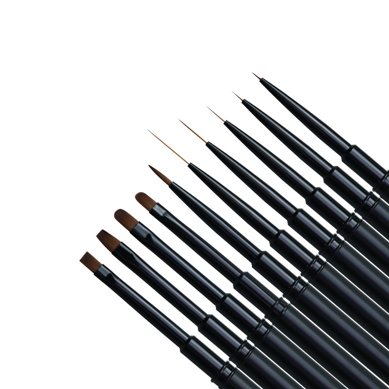 Herramienta de pincel de uñas cabeza plana cabeza redonda fototerapia gel fila pluma dibujo línea pintura uñas arte pluma esmalte de uñas pegamento gancho cepillo