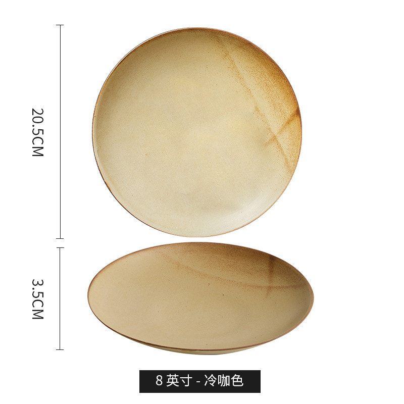 Yishanhe Plato de cocina de cerámica para el hogar nórdico original Plato de cena occidental Plato de bistec Plato de cambio de horno Plato de desayuno Plato plano