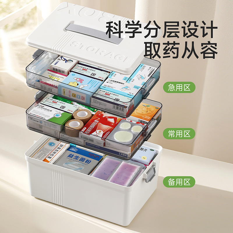FaSoLa药箱家用药物大容量收纳盒分层分类防尘储物医疗药品收纳箱|undefined