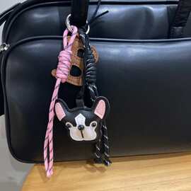 卡通可爱PU网红斗牛犬钥匙扣挂件斗牛犬包包挂件汽车挂饰m系挂件