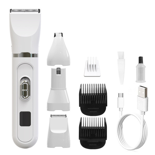 Cross-border pet shaver, dog 4-in-1 electric hair pusher, pet shear, cat digital display nail polisher, hair cutter