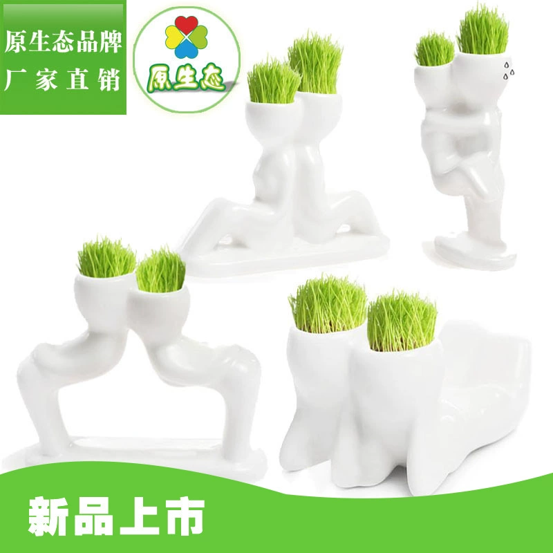 Оригинальная экологическая кукла из травы, подарок на День Святого Валентина, ZAKKA x Lovers, двойные белые керамические поделки, посадка своими руками