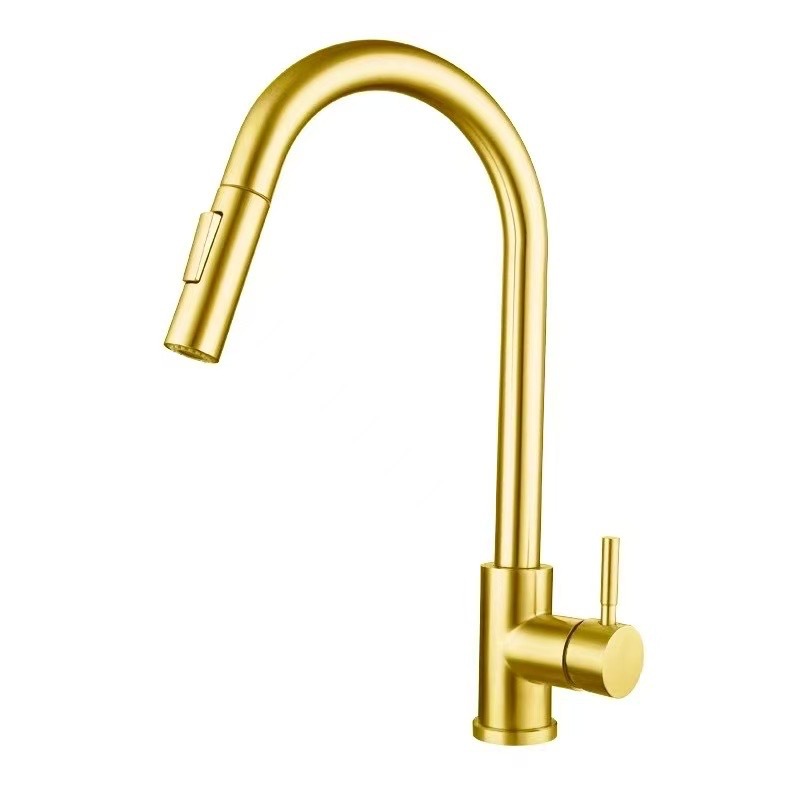 Grifos de cocina caliente y frío de acero inoxidable tipo extracción telescópico lavabo fregadero giratorio universal fábrica de agujero único al por mayor image 10