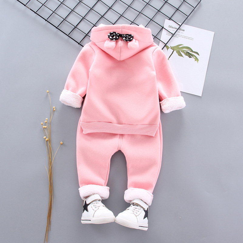 Children's clothing set for boys girls, plush thickened autumn and winter 2023 new style with hat, western-style_voghion.com