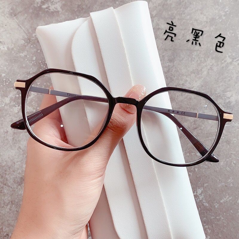 新しいファッションレトロ抗青色光メガネ小紅書イン学生メガネフレーム女性の多角形無地フラットミラー