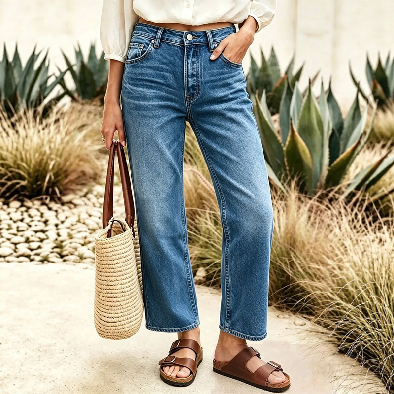 New European and American cross-border TEMU Amazon elastic wide-leg pants, washed high-waisted straight loose jeans New European and American cross-border TEMU Amazon elastic wide-leg pants, washed high-waisted straight loose jeans