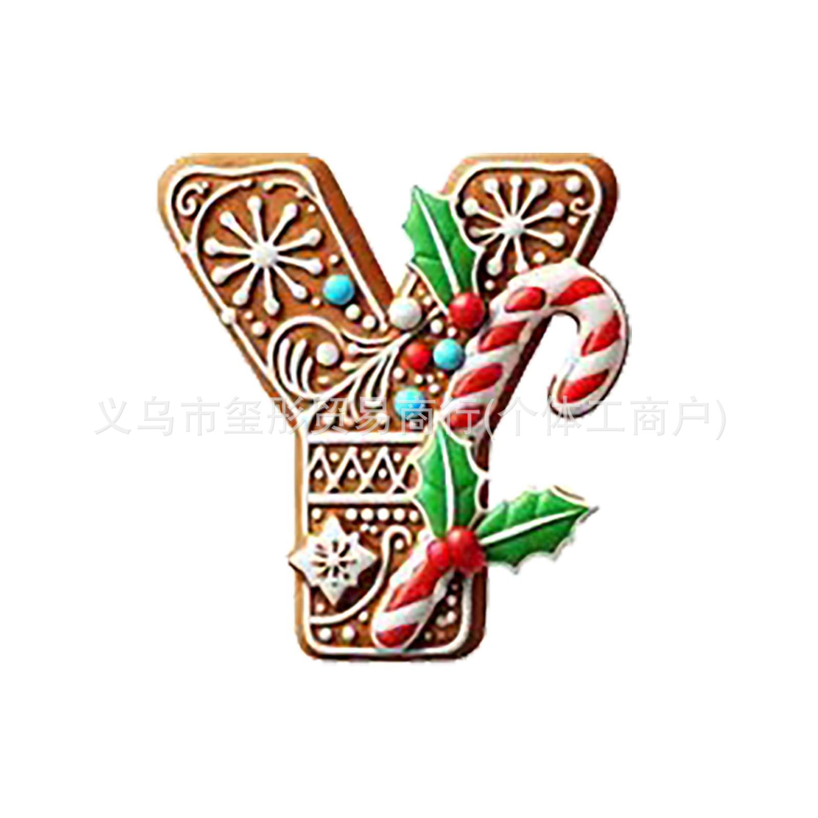 Explosiones transfronterizas de Navidad 26 árboles de Navidad pan de jengibre letras decoraciones mini letras colgante colgante