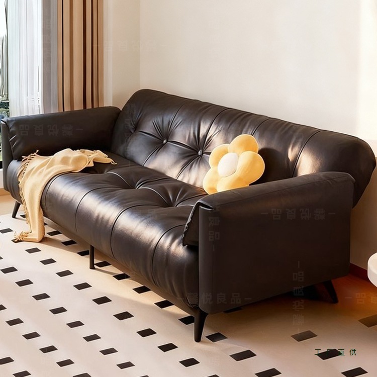 Foldable Sofa Bed Dual-Purpose Small Apartment Cat Scratch Leather Sofa Bed Leather Art Multi-Functional Dual-Purpose Sofa Multi-Person Sofa