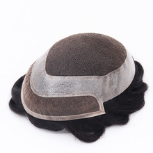 男士真人发发块发片HOLLYWOOD 1C 头顶补发全手钩手织自然结实