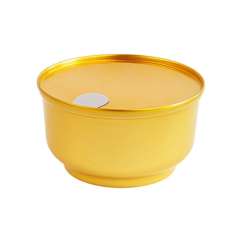 300ml lata de metal sellada fácil de tirar tapa de aluminio pasta de pescado de aluminio instantánea tapa desgarrada fácil de cocinar de alta temperatura pequeño tazón de oro