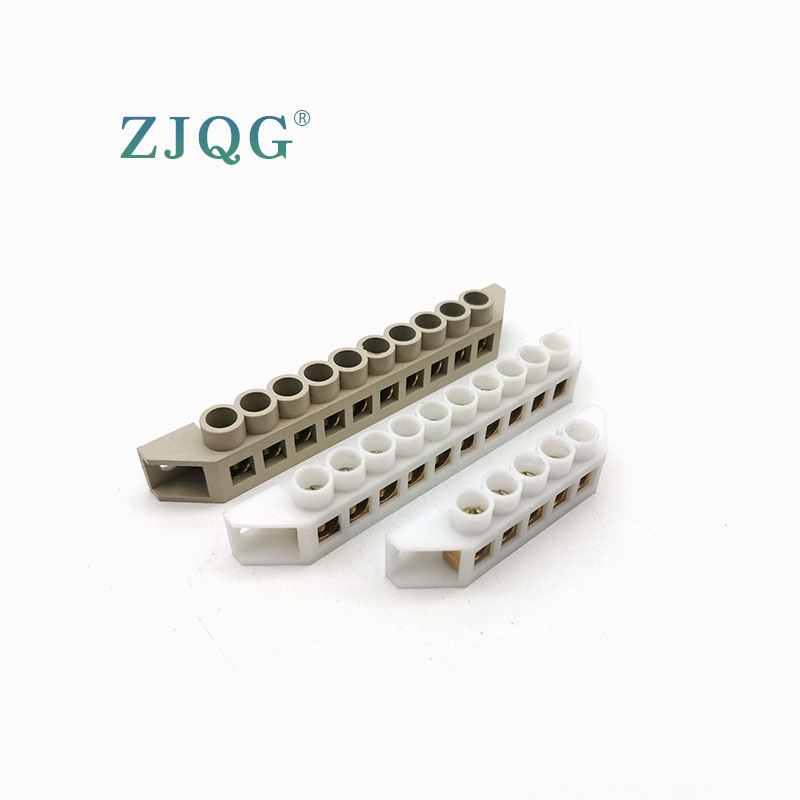 現灰 白色銅接線端子 包塑端子 側裝橋型接零端子