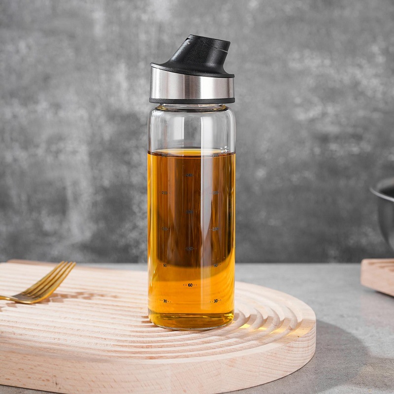Engrasador automático de apertura y cierre no colgante de aceite de vidrio de borosilicato hogar condimento botella tarro cocina resistente al calor de alta temperatura botella de aceite