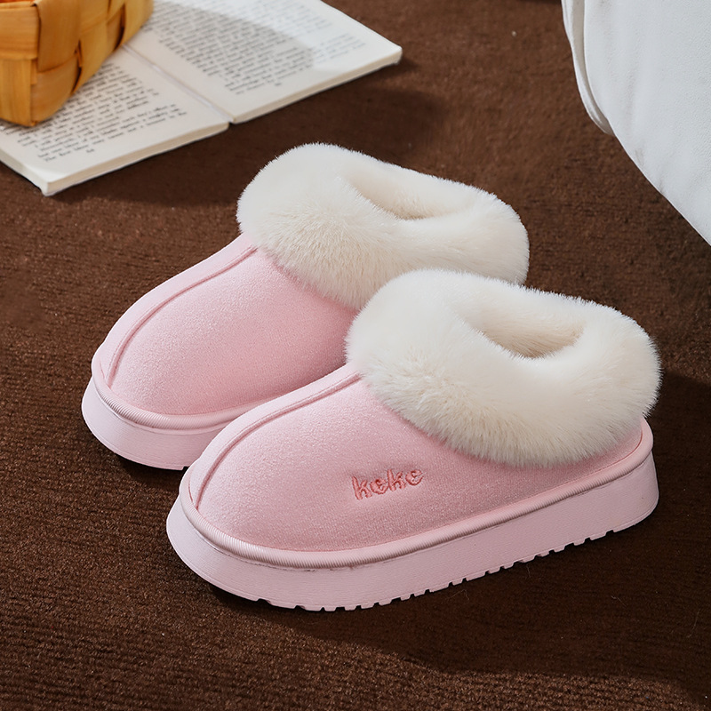 Keke冬のベルベットと厚い綿のスリッパ女性の滑り止め保温外着家庭用スリッパ冬の室内綿引き