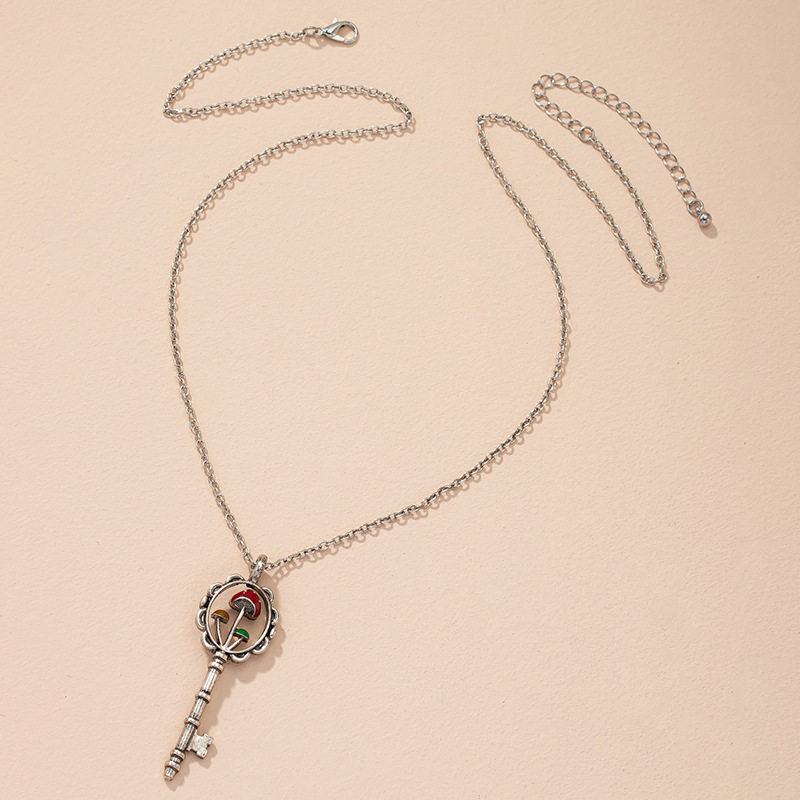 punk style key necklace design sense mushroom clavicle chain wholesale