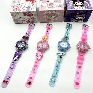 Children's Cartoon Boxed Watch Primary School Students Cute Colorful Flash Light Girl's Pointer Watch Glow Kindergarten Gift