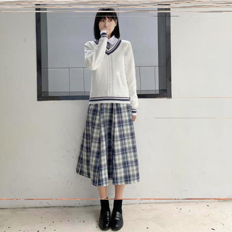 秋の制服セット 中高生制服 イギリス風カレッジスタイル JK 日本風制服 ワンピース セーター ロングスカート 韓国風|undefined