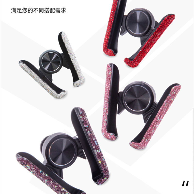 Car-Mounted Diamond-Encrusted Phone Holder, Car Navigation Support, Clip-On Air Vent, Multi-Functional and Versatile