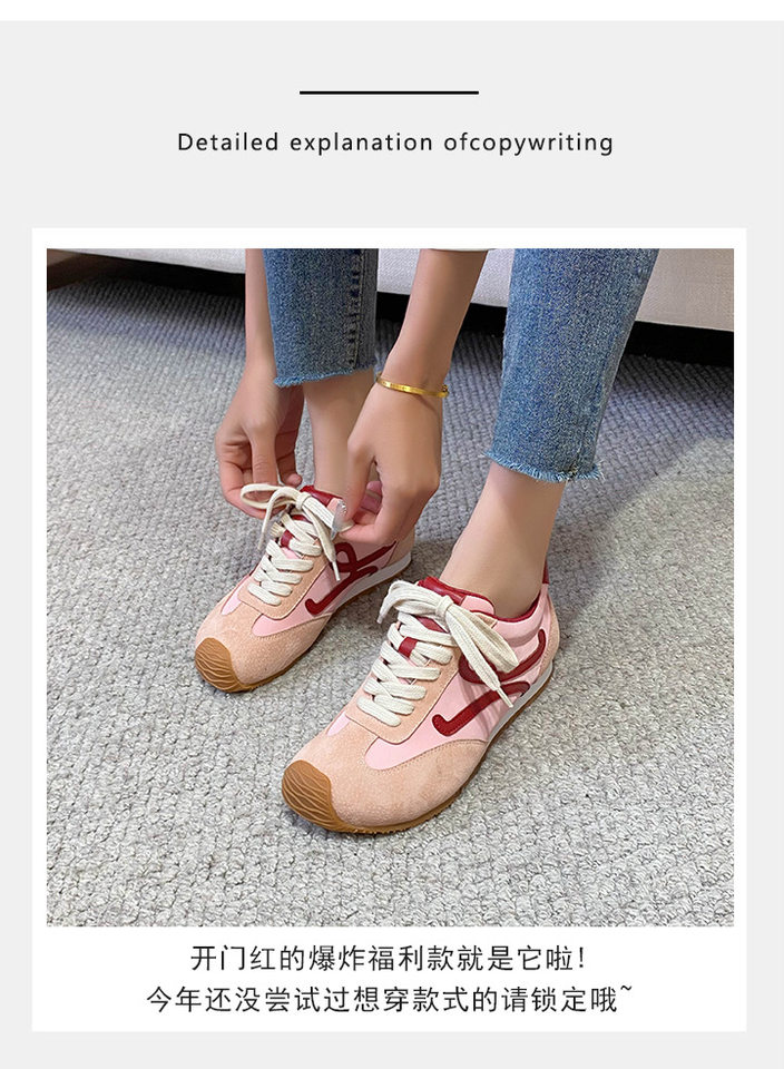 Giày sneaker nữ dáng Agandexun buộc dây tăng chiều cao bên trong 5 cm, mũi tròn, phong cách casual — Màu hồng, Màu nâu đậm, Màu xám, Màu đen chi tiết 7