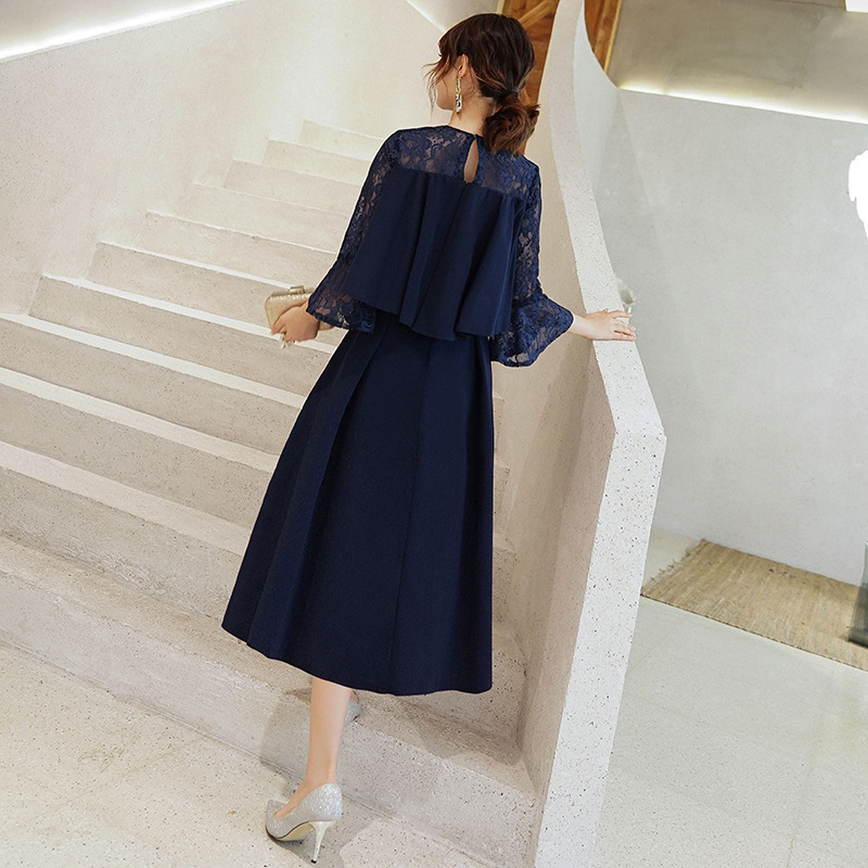 Vestido de Noche Elegante de Longitud Media, Estilo Nuevo de Invierno 2026, Venta al Por Mayor del Fabricante, Vestido Entallado de Longitud Media para Eventos Sociales