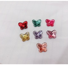 亚克力15MM蝴蝶钻饰品发夹耳夹戒指配件批发立体双色平底尖钻