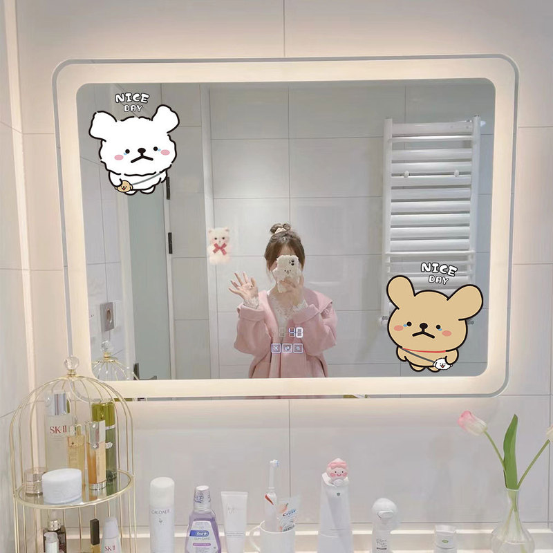 Cute Puppy Ins Cartoon Glass Electrostatic Sticker Door Sticker Kitchen Bathroom Toilet Washing Machine Decoration Sticker