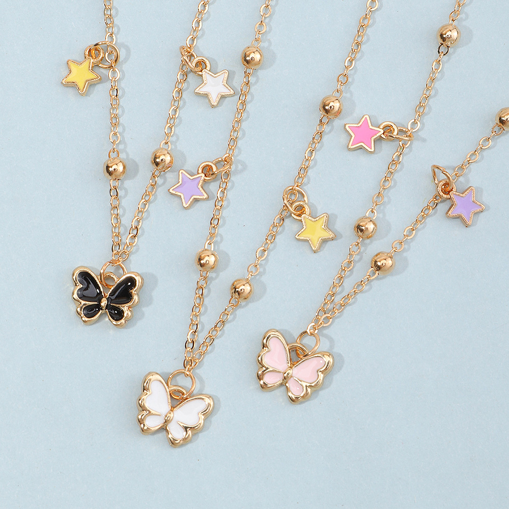 Wholesale Jewelry Dripping Oil Butterfly Children's Necklace Nihaojewelry display picture 3