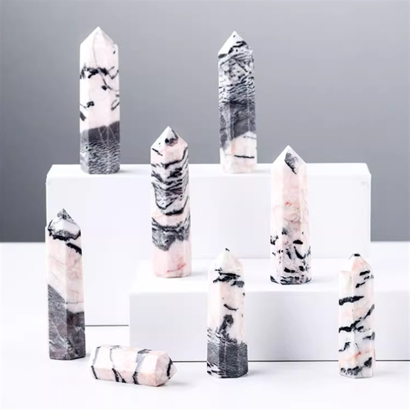 天然紫水晶黒曜石単双尖水晶柱六角柱原石磨き置物ホームリビングオフィス