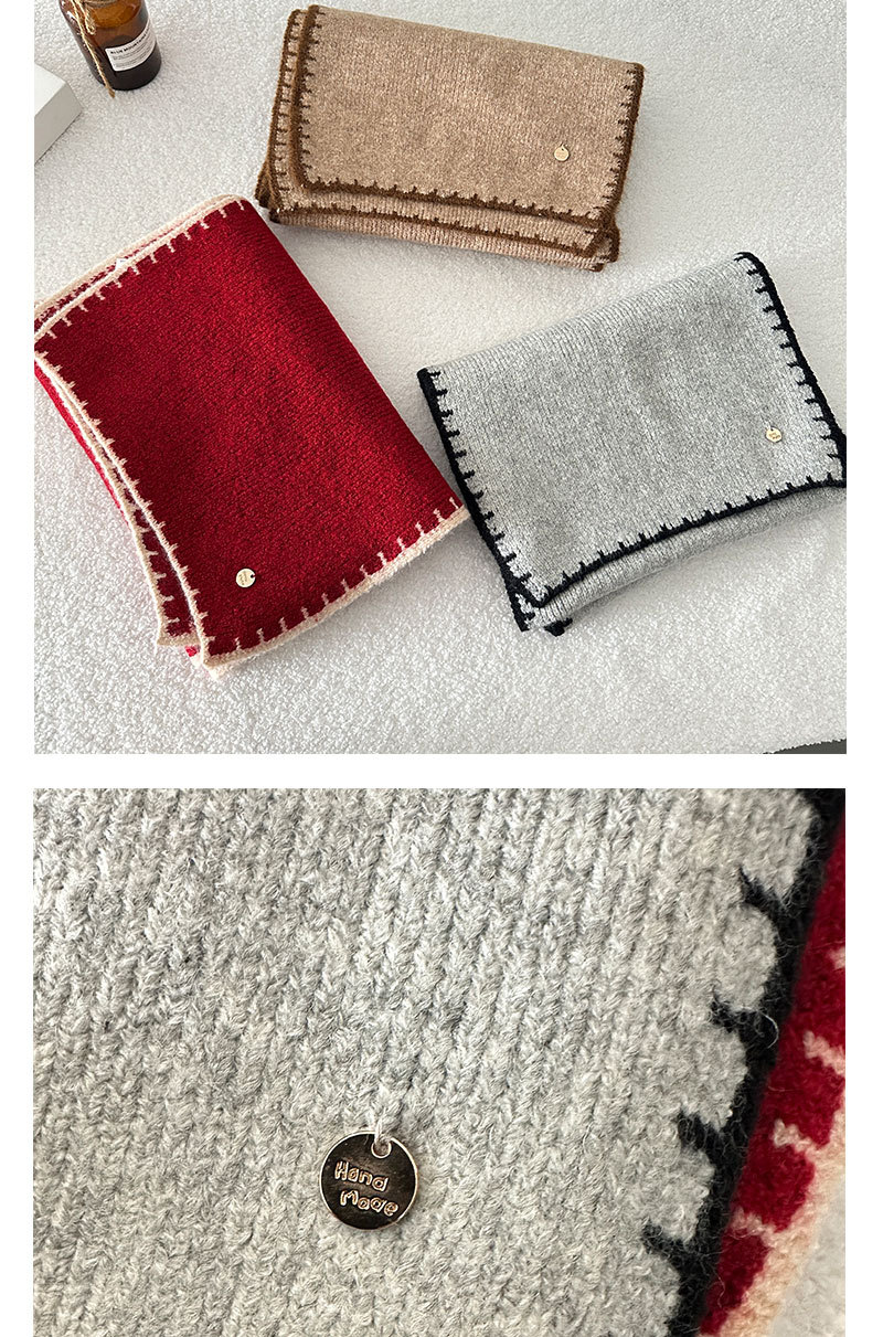 Knitted Wool Scarf For Women Soft Winter Shawl Solid Colour Gift_voghion.com