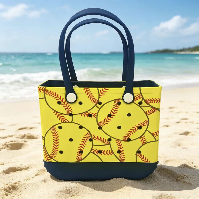Eva Beach Bag in Stock, Nordic Print, Waterproof, Washable, Large Rubber Beach Tote Bag, Ins Style, Dropshipping Available