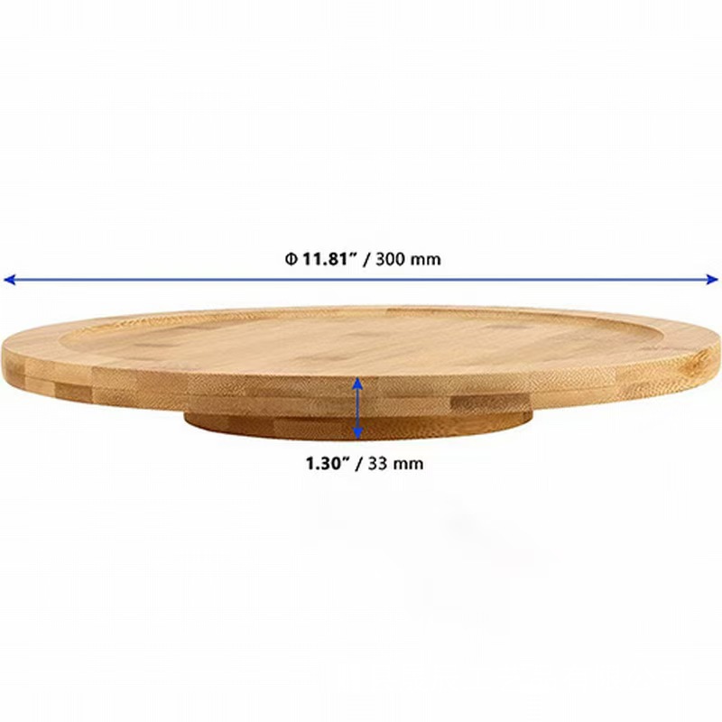 Bandeja giratoria de bambú y madera en stock, sala de estar para el hogar, pastel de frutas, plato de bocadillos, exquisito té de la tarde, plato de postre
