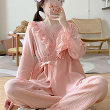 春季新款超仙睡衣女韓版洋氣可外穿甜美蕾絲家居服女時尚減齡套裝