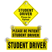 跨境 外国形式车贴标志 student driver吸盘车贴please bepatient