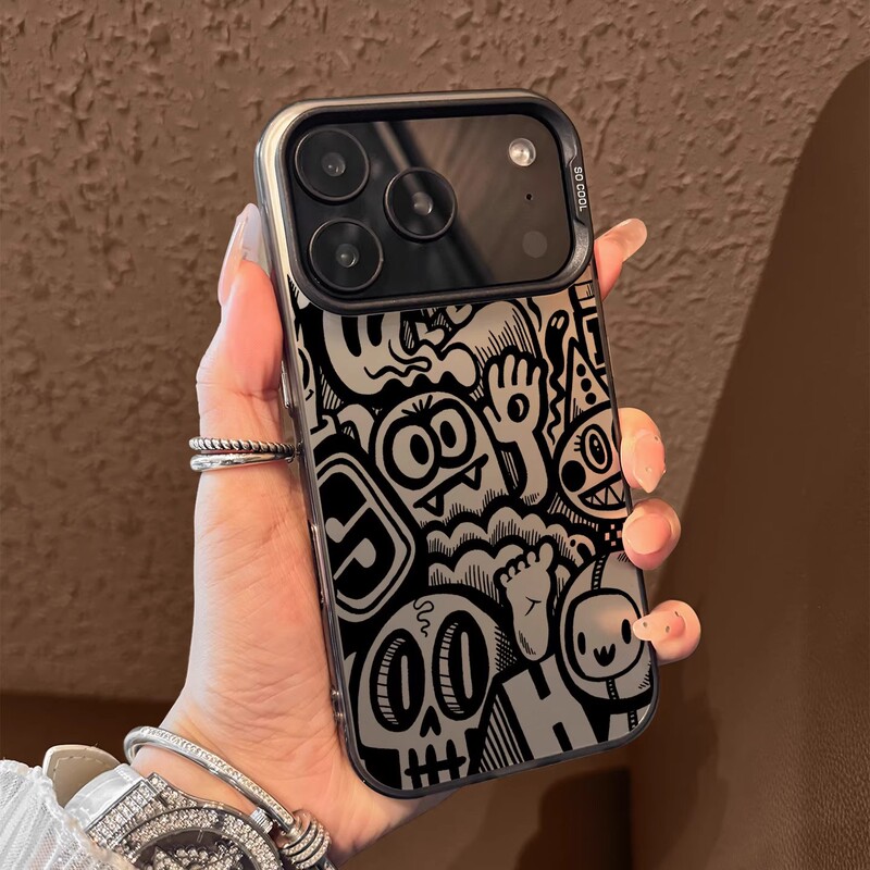 Line Graffiti Suitable for Apple 16Pro Mobile Phone Case 14 New Iphone15Promax Cartoon 13 Stylish 17